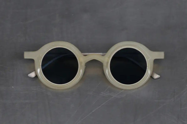 Rigards RG1062 Series Titanium Alloy Natural Horn Glasses RG-RG1062-HPYGLP Amber Matte Polished Blue Lenses
